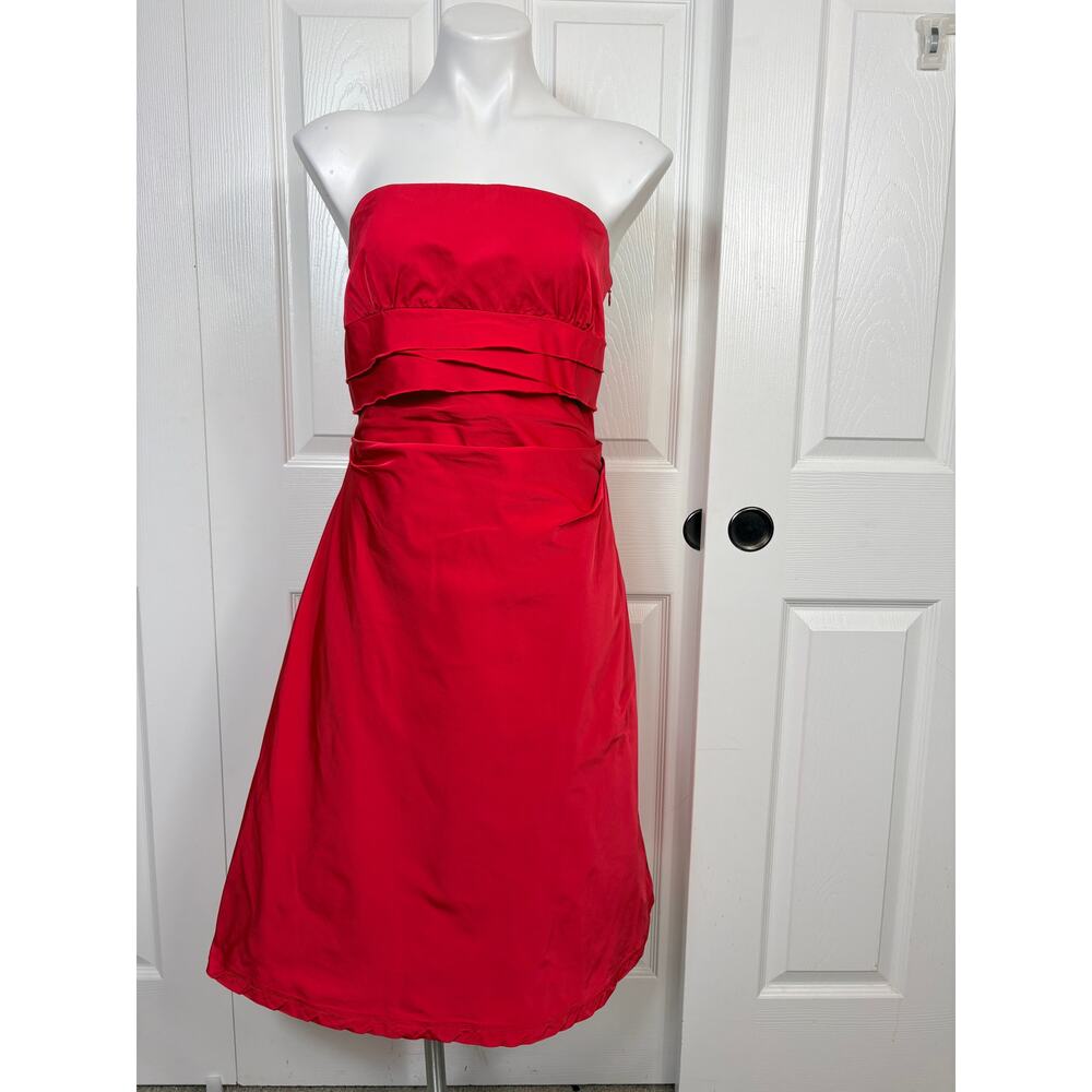 Lida Baday Red Strapless Cocktail Dress Size 10 Silk Blend